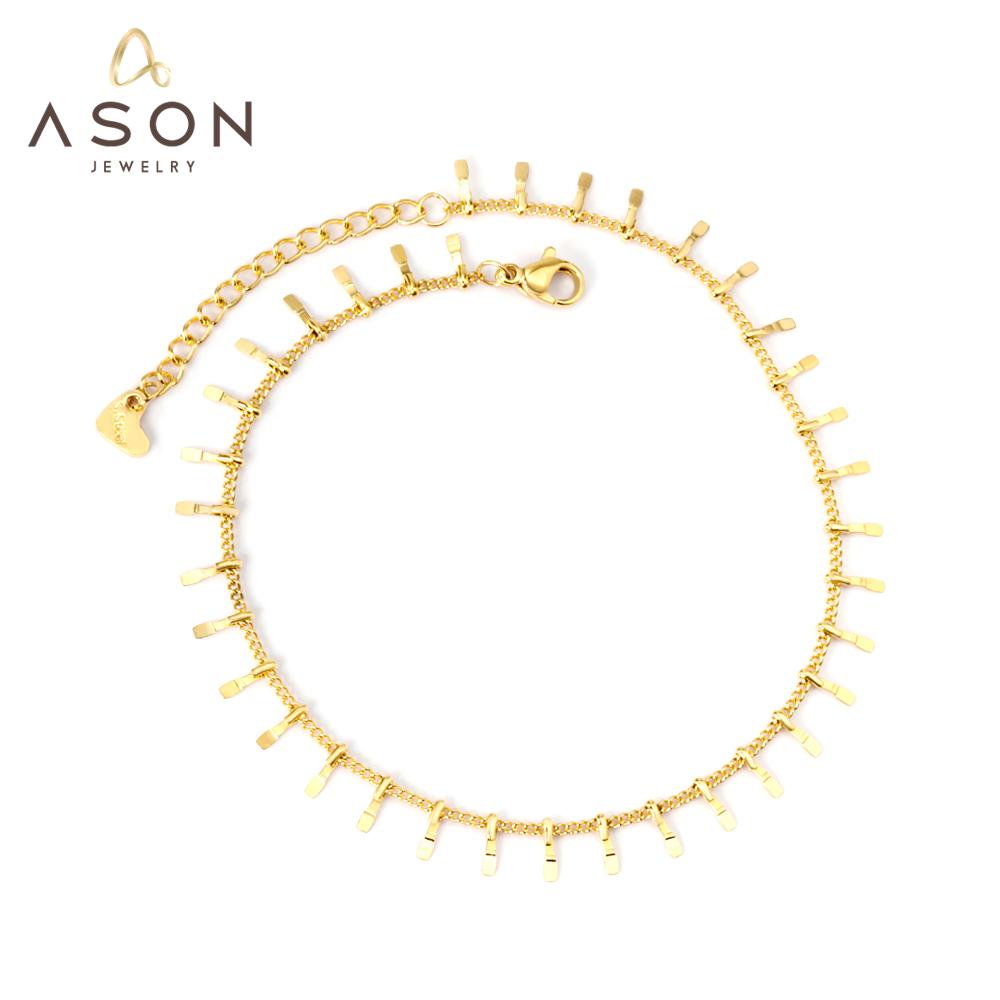 ASON Tassel Accessories Chains Simple Fashion Anklet Gold Color Stainless Steel For Women Summer Beach On Foot Jewelry asonjewelry